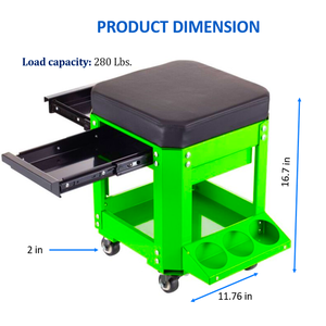 Asiento Rodante para Taller con 2 Cajones, 360 °   Taburete Giratorio Mecánico con Ruedas, Silla de Garaje Resistente con Capacidad de Carga de 280 Libras GAPGAR037 - Product Image 5