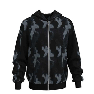 Vente en gros de sweats à capuche personnalisés avec fermeture éclair pour hommes basique en coton mélangé avec motif brodé pour l'hiver sublimation - Product Image 1