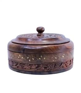 Cazuela redonda de acero inoxidable y madera y olla caliente con tapa de acero inoxidable de alta calidad usada para servir olla caliente de mesa - Product Image 2