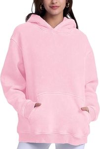 Sudadera Unisex de Algodón Mezclado 100% con Lavado Ácido, Estilo Urbano, Efecto Desgastado, Diseño Bordado de Toalla, Corte Holgado, Color Liso - Product Image 3