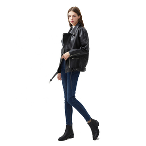 Classique Moto Biker Veste pour Femmes Automne Hiver Manteau De Base Lâche PU Faux Peau De Mouton En Cuir Survêtement Plus La Taille OEM Service - Product Image 6