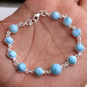 สร้อยข้อมือลาริมาร์เงินสเตอร์ลิง925แข็งของผู้หญิงพลังในการรักษาที่สง่างามชิ้นความงามสำหรับเป็นของขวัญหรืองานเลี้ยง - Product Image 1