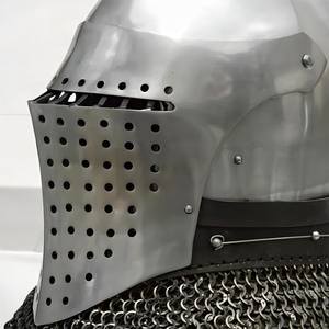 Casco Medieval Knight Crusader Great Helm & Bascinet con Chainmail Aventail Armadura de acero hecha a mano para y exhibición - Product Image 6