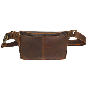 Sac de ceinture en cuir de vache pleine fleur vintage de luxe unisexe avec logo personnalisé ceinture de hanche de course personnalisée pour les voyages en plein air - Product Image 5