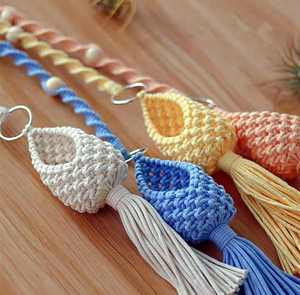 Azalée perlée macramé plante cintre fait à la main coton décoration murale Vase suspendu pour Diwali cadeaux - Product Image 5