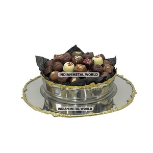 <b>Fancy</b> Black Aluminium <b>Chocolate</b> Bowl With Bronze Twig Stand Decorative Vintage Style Metal Snack Serving For Table Home Decor - Product Image 5