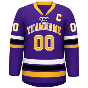 Maillot de hockey sur glace sublimé anti-UV imperméable, uniforme d'équipe personnalisé, tissu en maille polyester, nom et numéro du joueur, usine OEM - Product Image 6