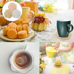 Posavasos Huecos con Diseño de Rosa, Posavasos de PVC con Flores, Protectores de Vasos, Elegantes Posavasos Decorativos para Mesa, Adornos para el Hogar y Festividades - Product Image 5