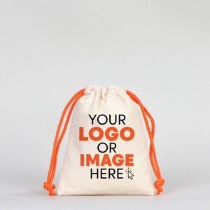 Pochette en tissu avec poignée orange, impression sérigraphique personnalisable, 4 L x 5 H (10 cm x 13 cm), pour emballage de bijoux, promotion de cadeaux - Product Image 1