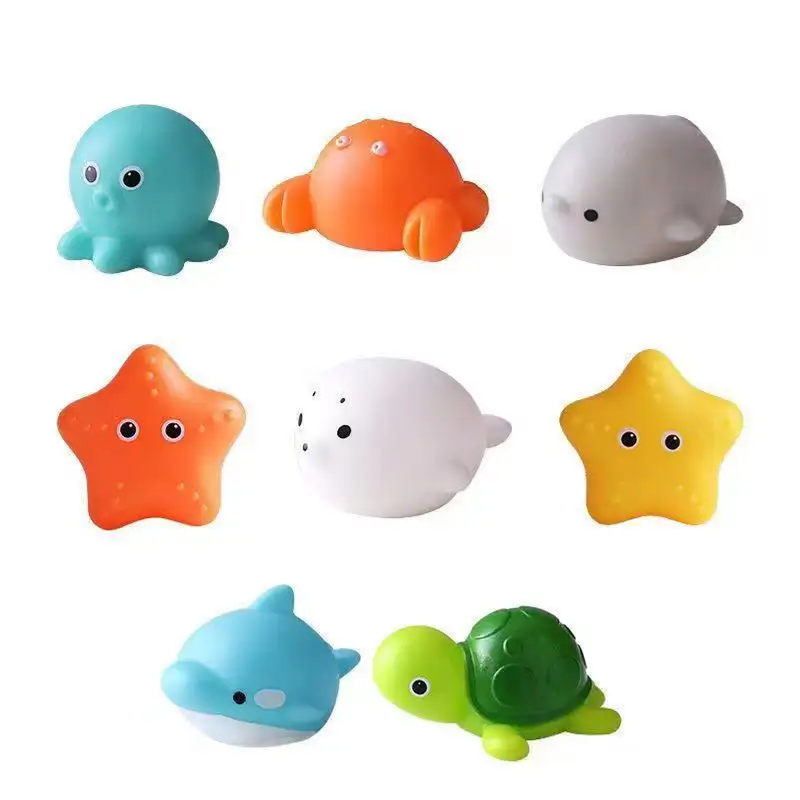 OEM Custom Vinyl Animal Shaped Fishing and Water Play Toys inductive luminescence baby shower toys bath tub toy
