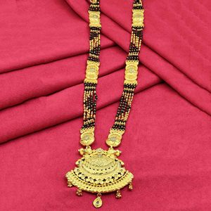 Gros Laiton 24K Micro Plaqué Or Grand Pendentif AD Pierres Mariage Traditionnel Mangalsutra Collier 36 Pouces - Product Image 1