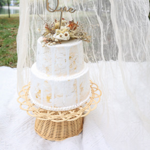 Vietnam fait à la main durable rotin vitrine osier dessert stands rond gâteau stand boulangerie vitrines - Product Image 5