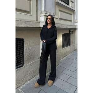 Ensemble à capuche ajouré décontracté Robin en tissu tricoté, modèle 9889 - Product Image 1