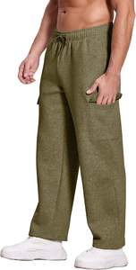 กางเกงคาร์โก้ขายาวแบบลำลองสำหรับผู้ชายกางเกงทรงตรงปรับแต่งได้มีกระเป๋าเอวขนาดกลาง - Product Image 5