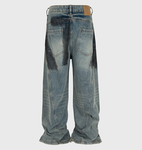 Vaqueros anchos de diseñador especiales con logotipo personalizado pintado para hombre - Product Image 4