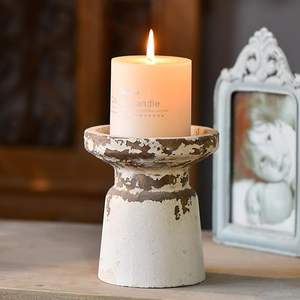 Base de Madera Rústica con Textura de Pintura Desgastada, Plataforma Circular, Base Resistente, Ideal para Exhibición de Velas - Product Image 4