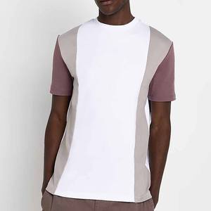 Camiseta de estilo callejero, camiseta azul y marrón Colorblocked, camisetas con estampado de logotipo personalizado para hombres y mujeres - Product Image 6