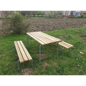 Mesa de Picnic Exterior Independiente de Aluminio con Bancos de 145 cm - Product Image 4