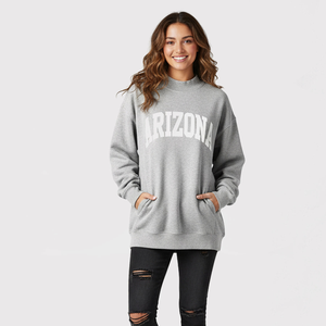 Logo personnalisé sur le devant, vente en gros, vêtements pour femmes de haute qualité, taille plus, col montant, hiver, uni, décontracté, uni, molleton teint - Product Image 2