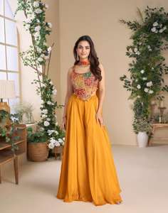 Ropa DE BODA Chinon seda con bordado traje de trabajo fabricante y proveedor de Surat a precio mayorista - Product Image 5