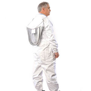 Traje de apicultura de cuerpo completo de algodón profesional de color blanco con velo, traje de protección a prueba de abejas para apicultores - Product Image 3