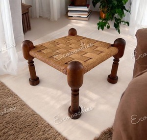 Taburete otomano moderno de madera rústica, consola PEEDA con incrustaciones de hueso de ratán de madera Natural ecológica para aplicación de consola de granja - Product Image 6