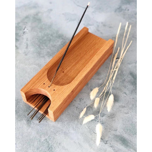 Soporte de incienso de madera artesanal hecho a mano con motivo geométrico tallado para el hogar, templo, uso decorativo tradicional sagrado - Product Image 5