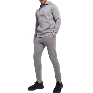Ensemble de survêtement en molleton de coton de haute qualité pour homme, décontracté, uni, zippé, coupe régulière, léger, respirant, vêtements de sport, 2 pièces - Product Image 1