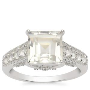 Bague en quartz cristal avec topaze blanche en argent sterling 3 carats - Product Image 1