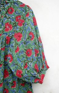 Robe longue en coton imprimé floral de couleur mélangée pour femmes avec des robes hippi d'été boutonnées - Product Image 3