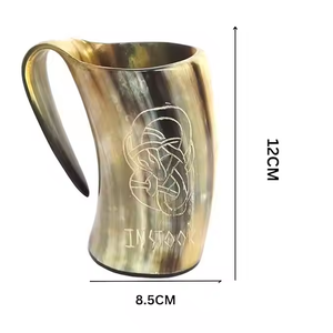 Mug de style médiéval en corne de bœuf fait main de luxe, authentique avec une brillance naturelle pour les boissons chaudes et froides, un favori des fêtes par Crescent Crafts - Product Image 2