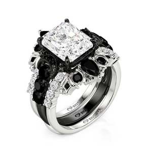 Ensemble de bagues Jeulia Luna Astra Lune et Étoile en argent sterling à coupe radiante, bijoux de mode - Product Image 3