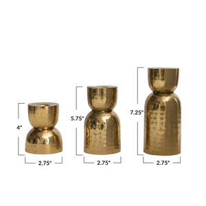 Hammered Design Metal Decorative <b>Pillar</b> <b>Candle</b> Holder <b>Gold</b> Plated for Home and Wedding Decorative <b>Candle</b> Stand - Product Image 6