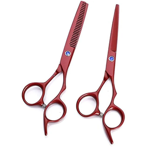 ชุดกรรไกรตัดผมสแตนเลสสีแดงแบบมืออาชีพฉลากตามสั่งสำหรับตัดผมและเสริมสวย - Product Image 1
