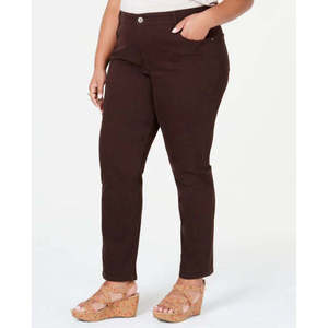 Pantaloni Casual in Denim Slim-Fit a Vita Media con Controllo Pancia, Lavabili, Colore Marrone, Taglia 4 Petite di Style &'s - Product Image 1