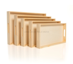 Ensemble de plateau en bois en gros d'usine de couleur beige clair avec forme rectangulaire et finition lisse parfait pour le service et le stockage - Product Image 1