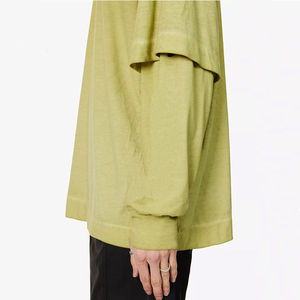 เสื้อยืดผ้าฝ้ายสองชั้นสำหรับผู้ชายสไตล์สตรีทแวร์แขนสองชั้น - Product Image 4