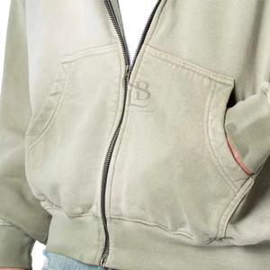 Sweats à capuche surdimensionnés à fermeture éclair 500 g/m² en polaire épaisse Sweats à capuche surdimensionnés Boxy personnalisés Sweat à capuche épais en coton unisexe - Product Image 3