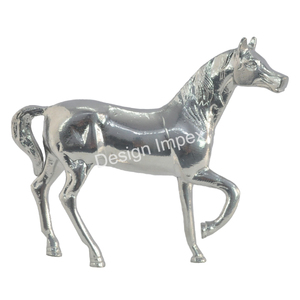 Tête de cheval en aluminium massif nickelé élégant cheval décoratif solide accessoires de cadeau d'affaires tête d'animal unique en métal - Product Image 6