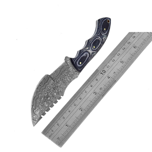 Couteau de combat à lame en acier damas fait main manche en bois lame fixe pour la survie en plein air de chasse OEM comprend une gaine en cuir gratuite - Product Image 6