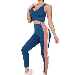Nouvel ensemble de yoga 2 pièces pour femme, design personnalisé avec logo sur le devant, léger, respirant, taille haute élastique, écologique - Product Image 1