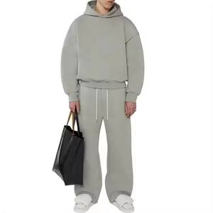 Custom Drop Shoulder Hombres Chándal Baggy Jogger Trajes de sudor en blanco Jogging Heavyweight Sudadera con capucha y pantalones de chándal Set - Product Image 1
