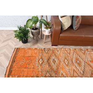 Alfombra Turca Vintage de 2.5x11.8 pies (76x361 cm), Alfombra Oriental Naranja - Product Image 1