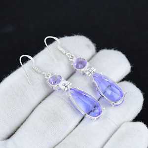 Best Selling 925 Sterling <b>Silver</b> Alexandrite Pear And Round Cut Gemstone <b>Earrings</b> Handmade <b>Silver</b> <b>Drop</b> <b>Earring</b> Wholesale Jewelry - Product Image 3