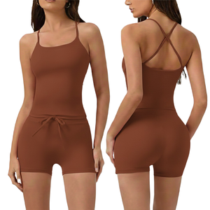 Ensemble de yoga pour femmes, short et haut, deux pièces, taille haute, vêtements de sport - Product Image 2