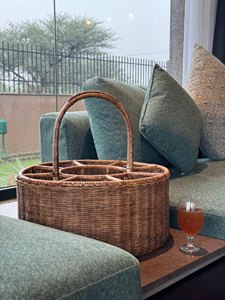 Estante de mimbre para 6 botellas, la mejor opción, cesta de almacenamiento de vino de mimbre con asa para Bar, Picnic y decoración del hogar - Product Image 3