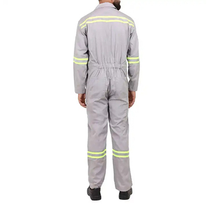 Vêtements de travail haute visibilité ignifuges pour hommes, 100 % polyester, personnalisés, dernier modèle gris, uniforme de sécurité une pièce avec éléments réfléchissants - Product Image 2