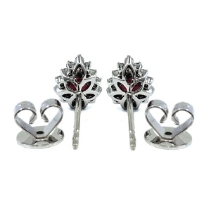 Boucles d'oreilles clous en rubis taille poire pour femme, or blanc 18 carats, diamants naturels, cadeau classique pour fiançailles et anniversaire, fête, mariage - Product Image 3