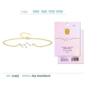 Leo zodiacale stella mappa oro bracciale con strass braccialetti e accessori alla moda - Product Image 1