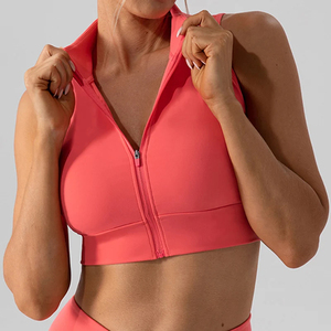 Venta al por mayor Mujer Cremallera Correr Fitness Yoga Sujetador Mujeres Sin Mangas Deportes Tank Top Mujeres Entrenamiento Transpirable Ropa de Entrenamiento - Product Image 1